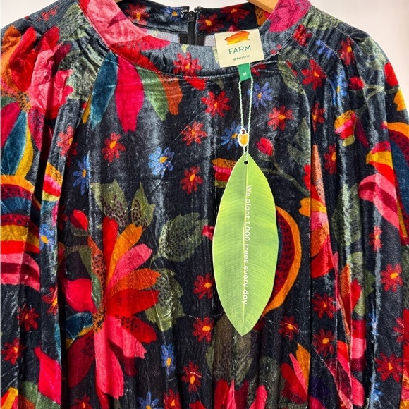 NWT Farm Rio Velvet Dress in Black Banana Sky Size Medium - Picture 5 of 12